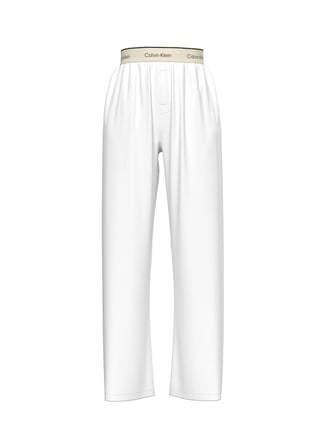 Calvin Klein Beyaz Kadın Pijama Alt LOGO SUPER POPLIN PANT