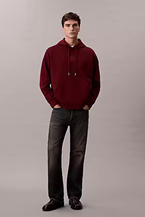 Erkek Regular Fit Premium Terry Kapüşonlu Sweatshirt - Bordo | M