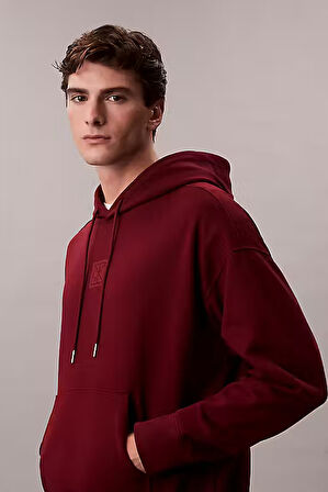 Erkek Regular Fit Premium Terry Kapüşonlu Sweatshirt - Bordo | XL