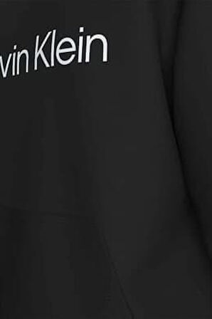 Erkek Regular Fit Logo Baskılı Kapüşonlu Kanguru Cepli Sweatshirt - Siyah | M