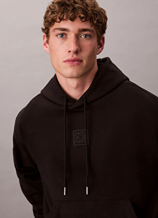 Calvin Klein Kapüşon Yaka Siyah Erkek Sweatshırt LV14LD225GUB1_PREMIUM TERRY CK EMBL