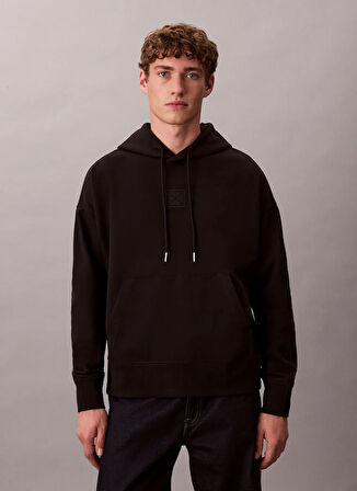 Calvin Klein Kapüşon Yaka Siyah Erkek Sweatshırt LV14LD225GUB1_PREMIUM TERRY CK EMBL
