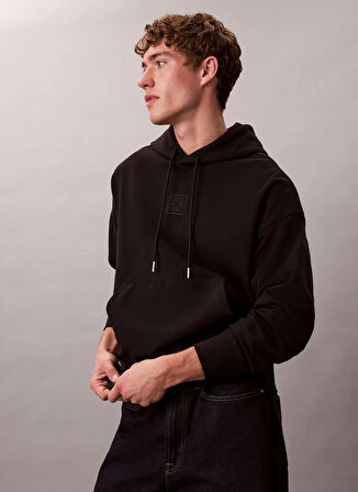 Calvin Klein Kapüşon Yaka Siyah Erkek Sweatshırt LV14LD225GUB1_PREMIUM TERRY CK EMBL