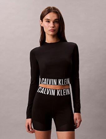 Calvin Klein Intense Power Yarım Balıkçı Yaka Uzun Kollu Kadın Siyah Gömlek LVGWF5K202-UB1