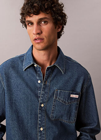 Calvin Klein Jeans Regular Fit Mavi Erkek Denim Gömlek LV04RD764G011 CLASSIC HARBOUR BLUE