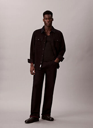 Calvin Klein Jeans Regular Fit Siyah Düz Erkek Gömlek LV04RD744G01D 90S MERLOT OVERSHIRT
