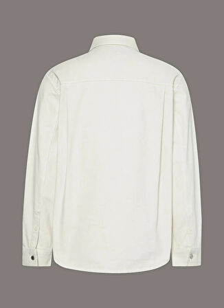 Calvin Klein Jeans Regular Fit Krem Düz Erkek Gömlek LV04RD708G0R6 90S WASHED BONE OVERS