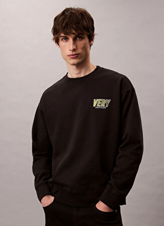 Calvin Klein Jeans Bisiklet Yaka Siyah Erkek Sweatshırt LV04RD206GUB1 PREMIUM FLEECE LOGO C