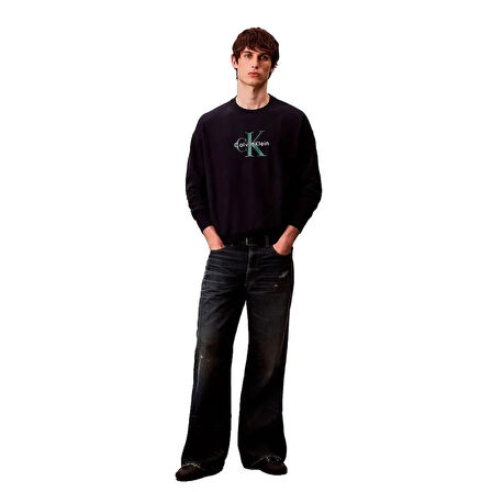 Calvin Klein Jeans Uzun Kollu Penye Monologolu Bisiklet Yaka Erkek Sweatshirt LV04RD242G-CEF