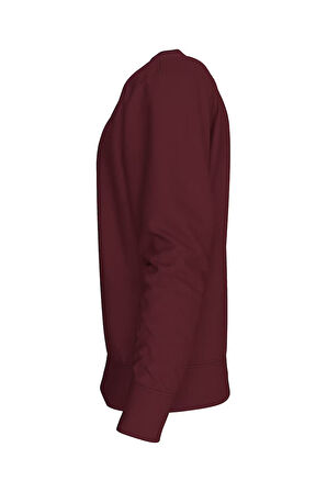 Erkek Bisiklet Yaka Monogram Logolu Pamuklu Sweatshirt - Bordo | S