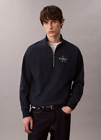 Calvin Klein Jeans Fermuarlı Yaka Lacivert Erkek Sweatshırt LV04RD236GCEF LS PREMIUM TERRY MICR