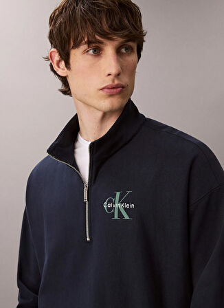 Calvin Klein Jeans Fermuarlı Yaka Lacivert Erkek Sweatshırt LV04RD236GCEF LS PREMIUM TERRY MICR