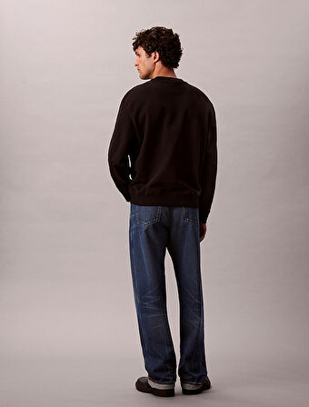 CALVIN KLEIN Erkek Marka Logo Baskılı Bisiklet Yaka Günlük Kullanıma Uygun Uzun Kollu Şık Görünüşlü Siyah Sweatshirt LV04RD242G UB1