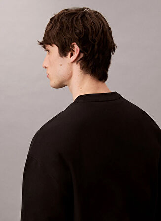 Calvin Klein Jeans Bisiklet Yaka Siyah Erkek Sweatshırt LV04RD234GUB1 LS PREMIUM TERRY MONO