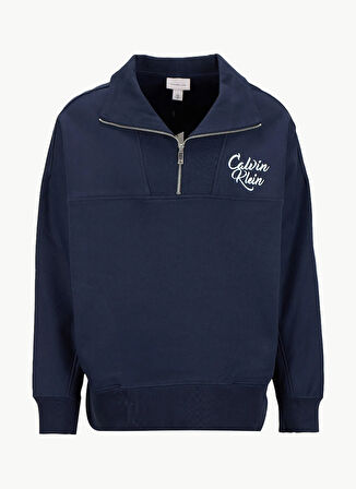 Calvin Klein Jeans Fermuarlı Yaka Lacivert Erkek Sweatshırt LV04RD205GCEF PREMIUM FLEECE LOGO F
