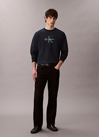 Calvin Klein Jeans Bisiklet Yaka Lacivert Erkek Sweatshırt LV04RD234GCEF LS PREMIUM TERRY MONO