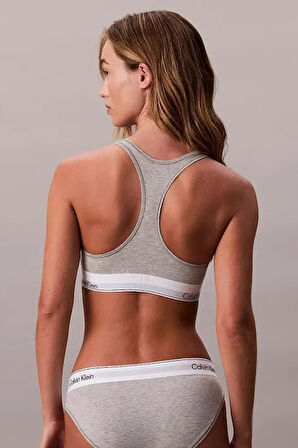 Kadın Yarışçı Sırtlı Logo Şeritli Bralet - Gri | L