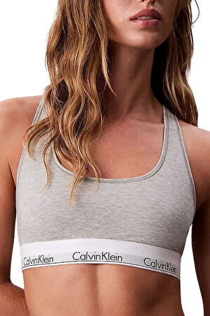 Kadın Yarışçı Sırtlı Logo Şeritli Bralet - Gri | L