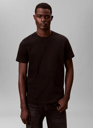 Calvin Klein Jeans Bisiklet Yaka Düz Siyah Erkek T-Shirt LV04RD254GUB1 Siyah T-Shirt