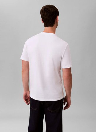 Calvin Klein Jeans Bisiklet Yaka Düz Beyaz Erkek T-Shirt LV04RD254GYAF Beyaz T-Shirt