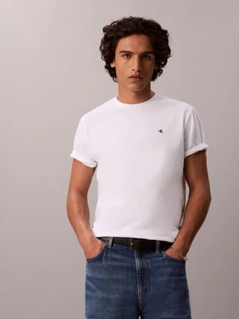 CALVIN KLEIN Erkek Marka Logolu Günlük Kullanıma Uygun Beyaz T-Shirt LV04RD254G YAF
