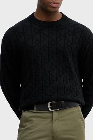 Calvin Klein Pamuklu Relaxed Fit Tamamı Logolu Kazak LV04RE301GUB1 Erkek KAZAK LV04RE301G UB1 SİYAH