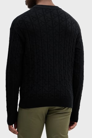 Calvin Klein Pamuklu Relaxed Fit Tamamı Logolu Kazak LV04RE301GUB1 Erkek KAZAK LV04RE301G UB1 SİYAH