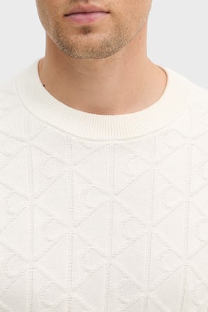 Calvin Klein Pamuklu Relaxed Fit Tamamı Logolu Kazak LV04RE301GYAS Erkek KAZAK LV04RE301G YAS KREM