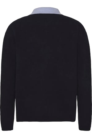 LS BOILED 100% MERINO CONTRAST C Erkek Lacivert Fermuarlı Ceket