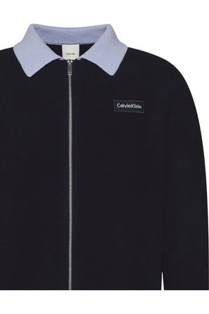 LS BOILED 100% MERINO CONTRAST C Erkek Lacivert Fermuarlı Ceket
