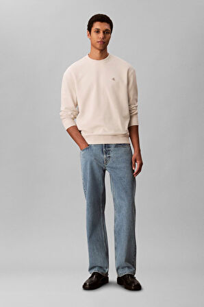 Erkek Regular Fit Monogram Nakışlı Sweatshirt - Krem | XS