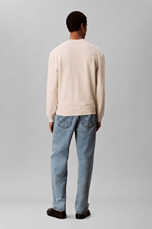 Erkek Regular Fit Monogram Nakışlı Sweatshirt - Krem | XS