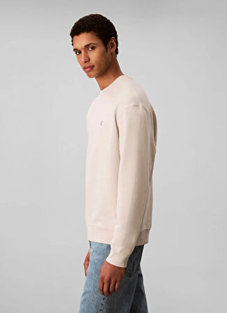 Calvin Klein Jeans Bisiklet Yaka Krem Erkek Sweatshırt LV04RC296G67U LS EU 350TERRY MONOGR