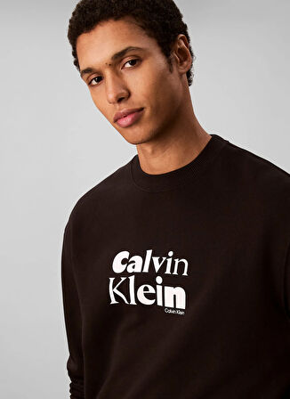Calvin Klein Bisiklet Yaka Siyah Erkek Sweatshırt LV04LD242GUB1_LS EU 350TERRY CALVIN