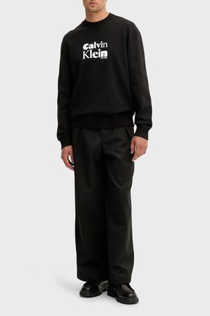 Calvin Klein Bisiklet Yaka Siyah Erkek Sweatshırt LV04LD242GUB1_LS EU 350TERRY CALVIN