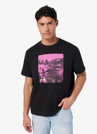 Calvin Klein Jeans Bisiklet Yaka Baskılı Siyah Erkek T-Shirt LV04RE812GUB1 Siyah T-Shirt