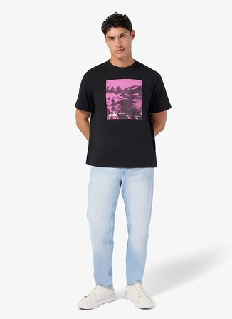 Calvin Klein Jeans Bisiklet Yaka Baskılı Siyah Erkek T-Shirt LV04RE812GUB1 Siyah T-Shirt