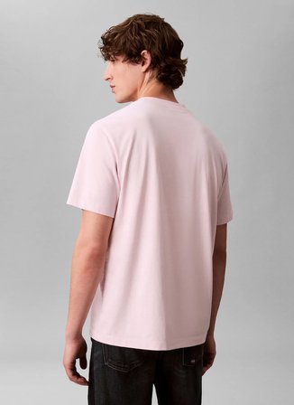 Calvin Klein Jeans Bisiklet Yaka Baskılı Pembe Erkek T-Shirt LV04RB862GTN9 Pembe T-Shirt
