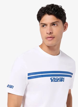 Calvin Klein Jeans Bisiklet Yaka Baskılı Beyaz Erkek T-Shirt LV04RE811GYAA Beyaz T-Shirt