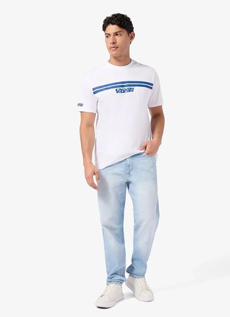 Calvin Klein Jeans Bisiklet Yaka Baskılı Beyaz Erkek T-Shirt LV04RE811GYAA Beyaz T-Shirt