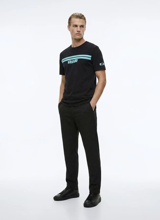 Calvin Klein Jeans Siyah Erkek Standart Baskılı T-Shirt LV04RE811GUB1 Siyah T-Shirt