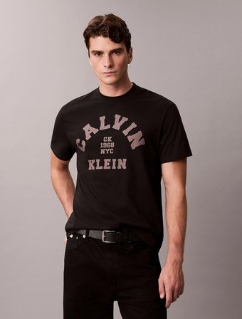 Calvin Klein Kısa Kollu 20s LN Calvin College Grafik Baskılı Erkek Siyah T-shirt LV04RE810G-UB1