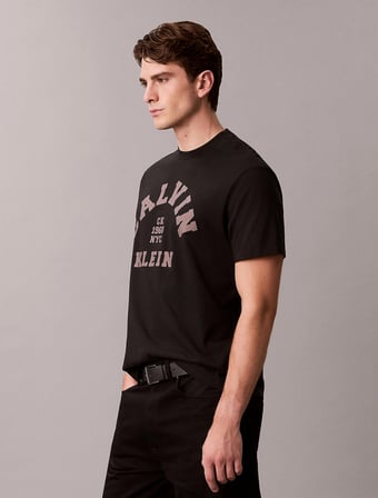 Calvin Klein Kısa Kollu 20s LN Calvin College Grafik Baskılı Erkek Siyah T-shirt LV04RE810G-UB1
