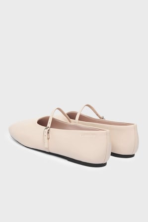 Calvin Klein Deri Logolu Kare Burun Babet HW0HW02847ABH Bayan BABET HW0HW02847 ABH BEJ