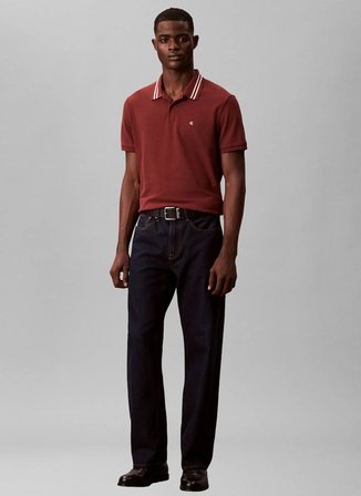 Calvin Klein Jeans Bordo Erkek Standart Fit Polo T-Shirt LV04RC276G5FF Bordo Polo T-Shirt