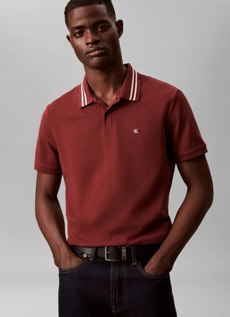 Calvin Klein Jeans Bordo Erkek Standart Fit Polo T-Shirt LV04RC276G5FF Bordo Polo T-Shirt