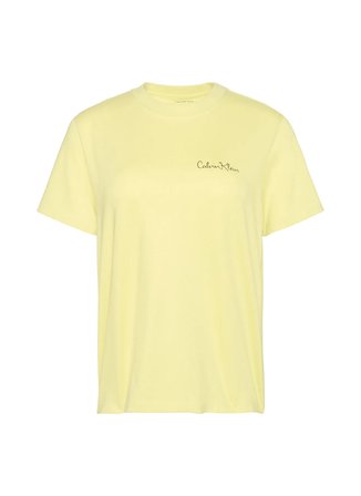 Calvin Klein Jeans Yuvarlak Yaka Baskılı Sarı Kadın T-Shirt SS CLASSIC GRAPHIC TEE