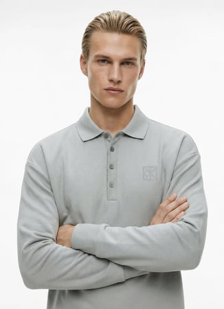 Calvin Klein Yeşil Erkek Polo T-Shirt LV04LE212G2GB_LS DOUBLE FACE RIB PO