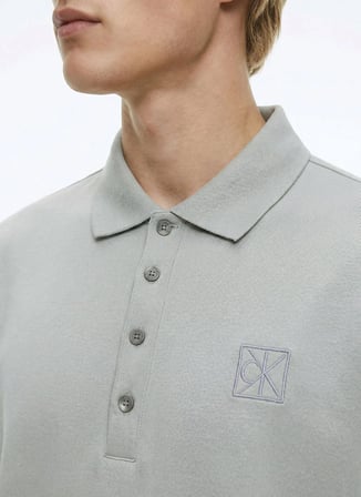 Calvin Klein Yeşil Erkek Polo T-Shirt LV04LE212G2GB_LS DOUBLE FACE RIB PO