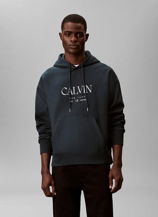 Calvin Klein Siyah Erkek Logo Baskılı Sweatshirt LV04RE207GQQ5_LS PREMIUM FLEECE CAL